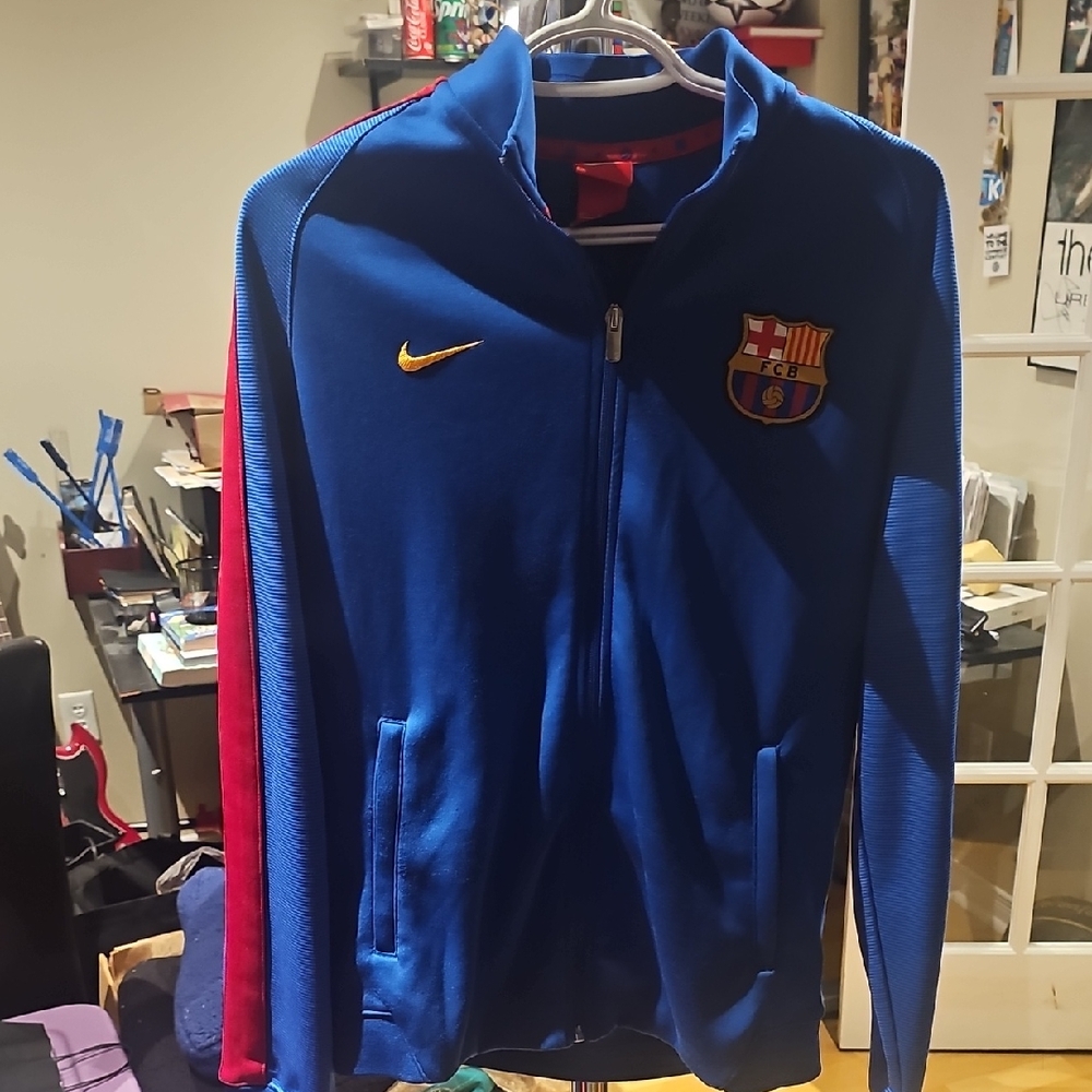 Nike Blue FC Barcelona Track Jacket with Red Stripe